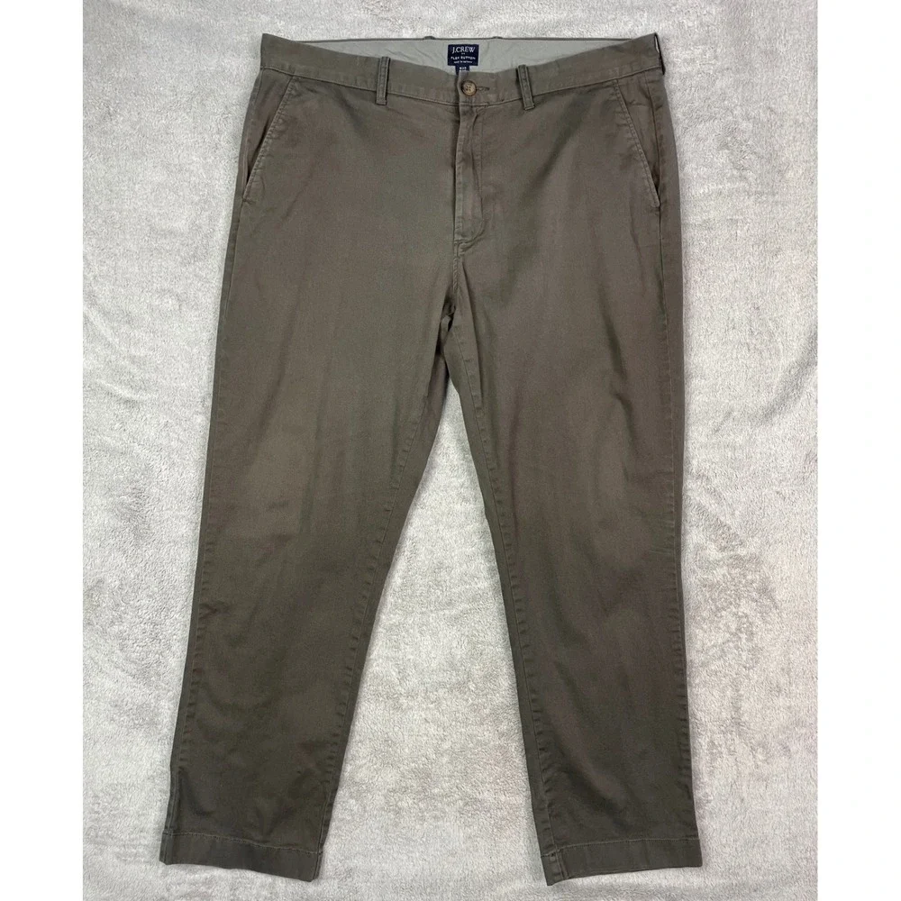 J.Crew Flex Sutton Chino Pants Mens 36x30 Brown Gray Straight Fit Cotton Stretch